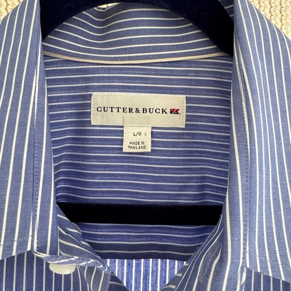 Cutter and Buck Blue Striped Men's Shirt Boston Red Sox embroidered logo L - Picture 3 of 3